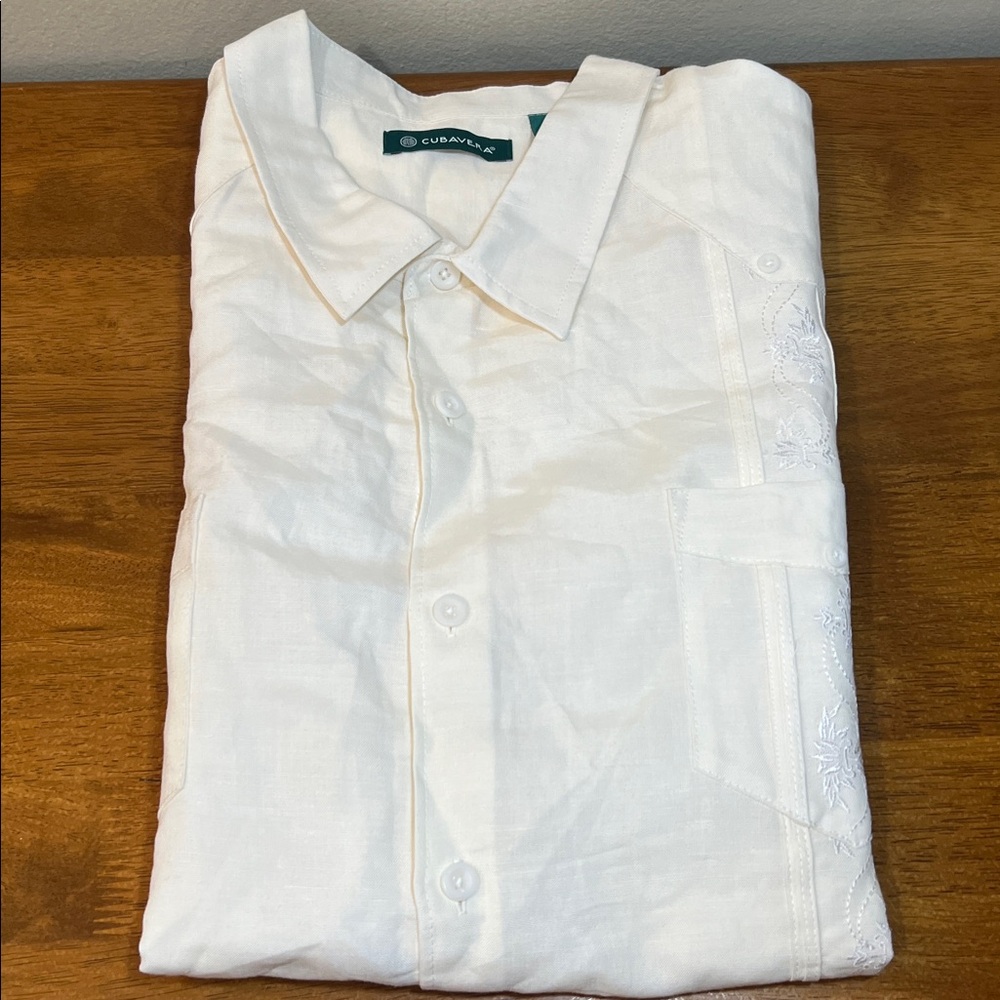 Cubavera Cream Short-Sleeve Guayabera-Style Shirt Size XXL